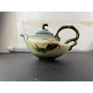 Hull Art Pottery Wildflower Teapot W26 Vintage Green Pink Matte Glaze 10.5in